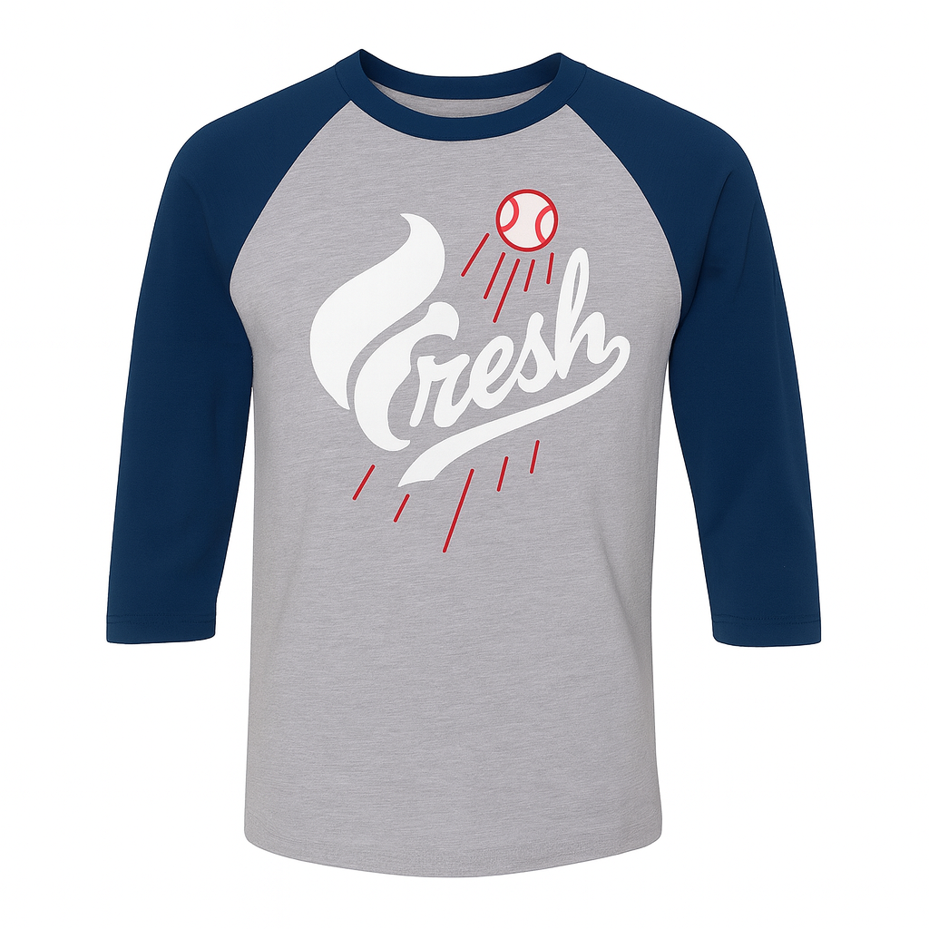 Fresh Baseball Raglan Tee – Navy Sleeves